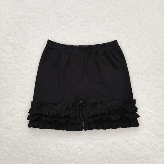 A16-3 Cotton girl black ruffles shorts pants 202405 RTS