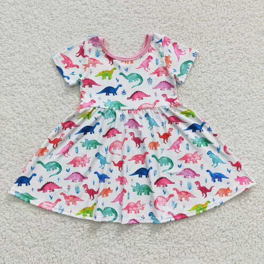 Aa-10 cartoon dinosaur colorful tunic short sleeve dress 20230615 RTS