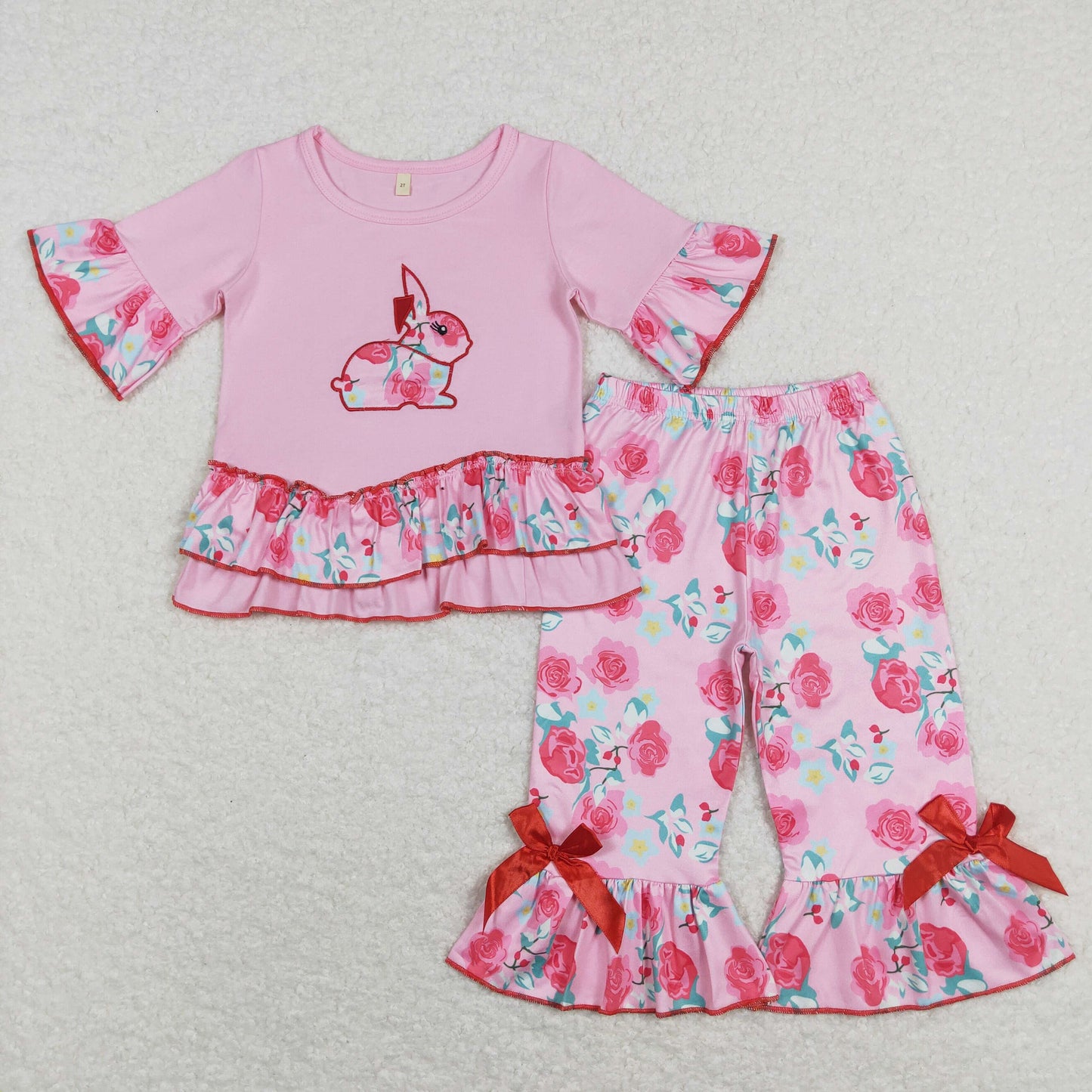 B14-21 Easter girl embroidery rabbit outfit 202312 RTS