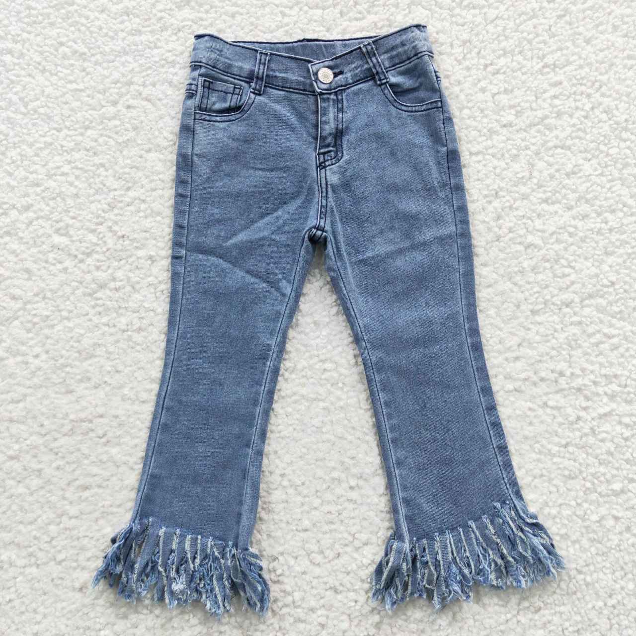 B7-13 tassels light color slim tassel jeans denim pant 20230508 RTS