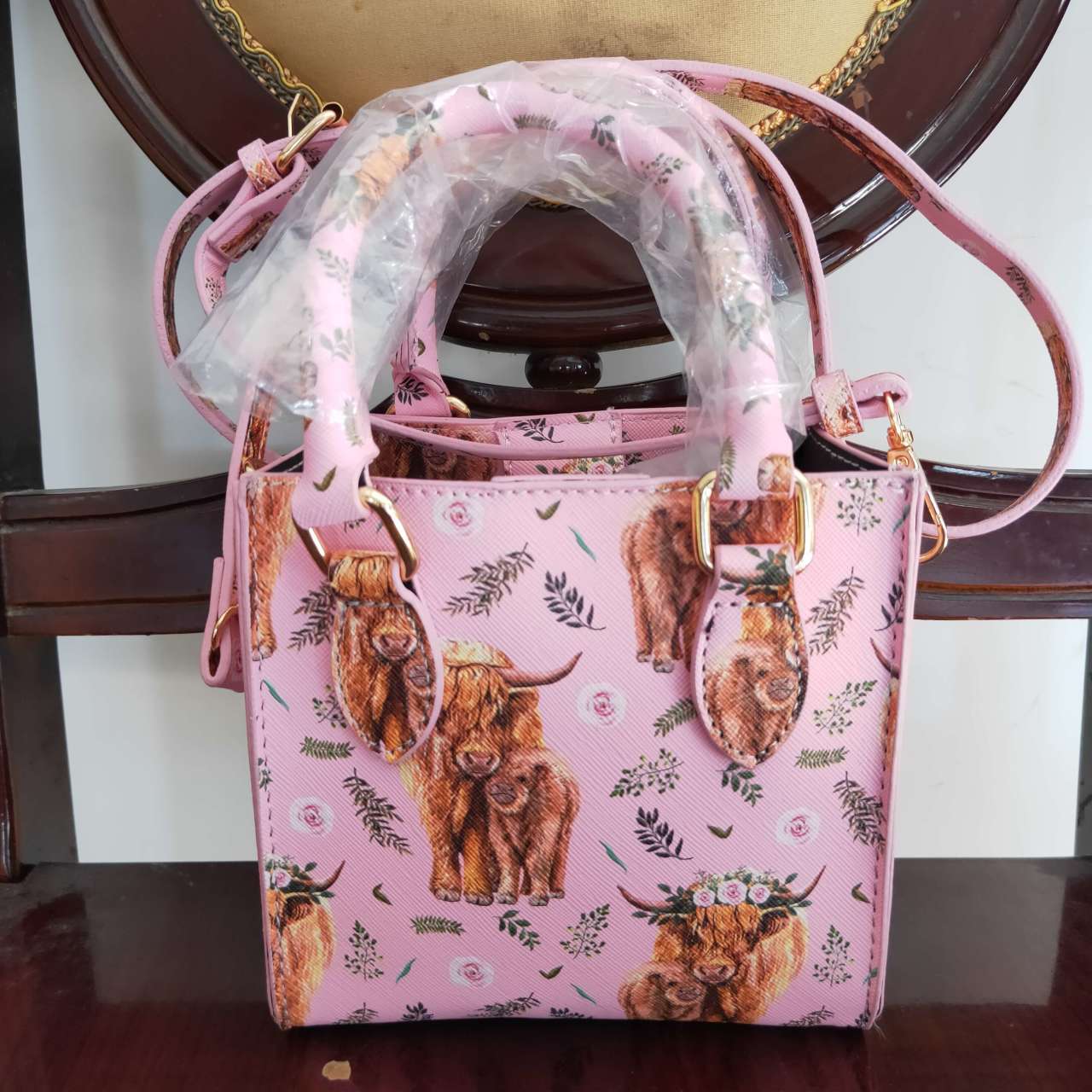 BA0018 RTS 13.5CM*9CM*14CM baby Bag pink cow floral bag 0702