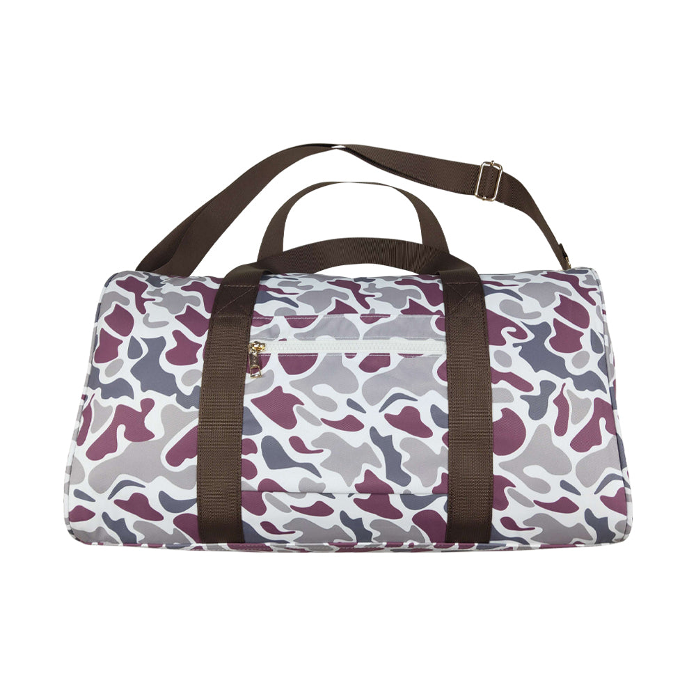 NO MOQ RTS BA0034 Kids Bag Burgundy Grey Camo Print Travel Duffle Bag 202610