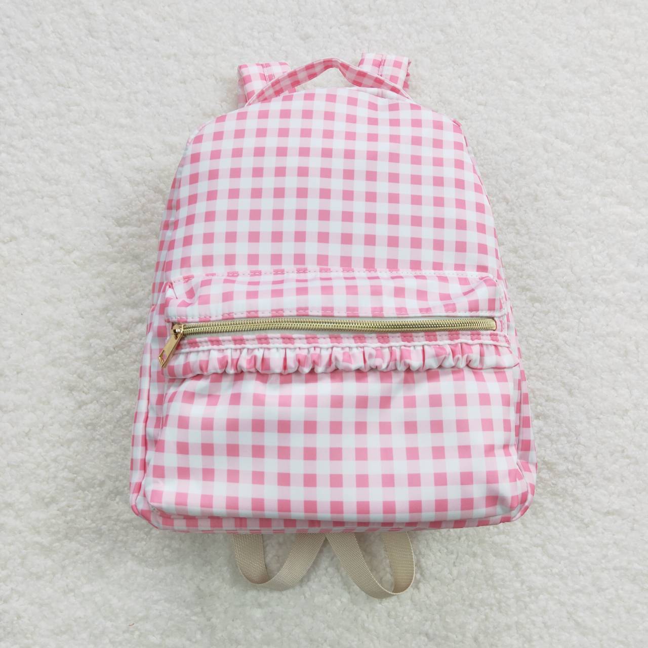 BA0086 western pink plaid backpack bag 202405 RTS 10*13.9*4 inches