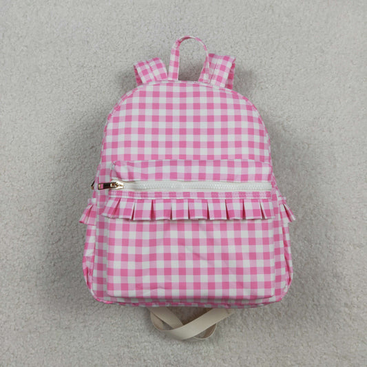 BA0086 western pink plaid backpack bag 202405 RTS 10*13.9*4 inches