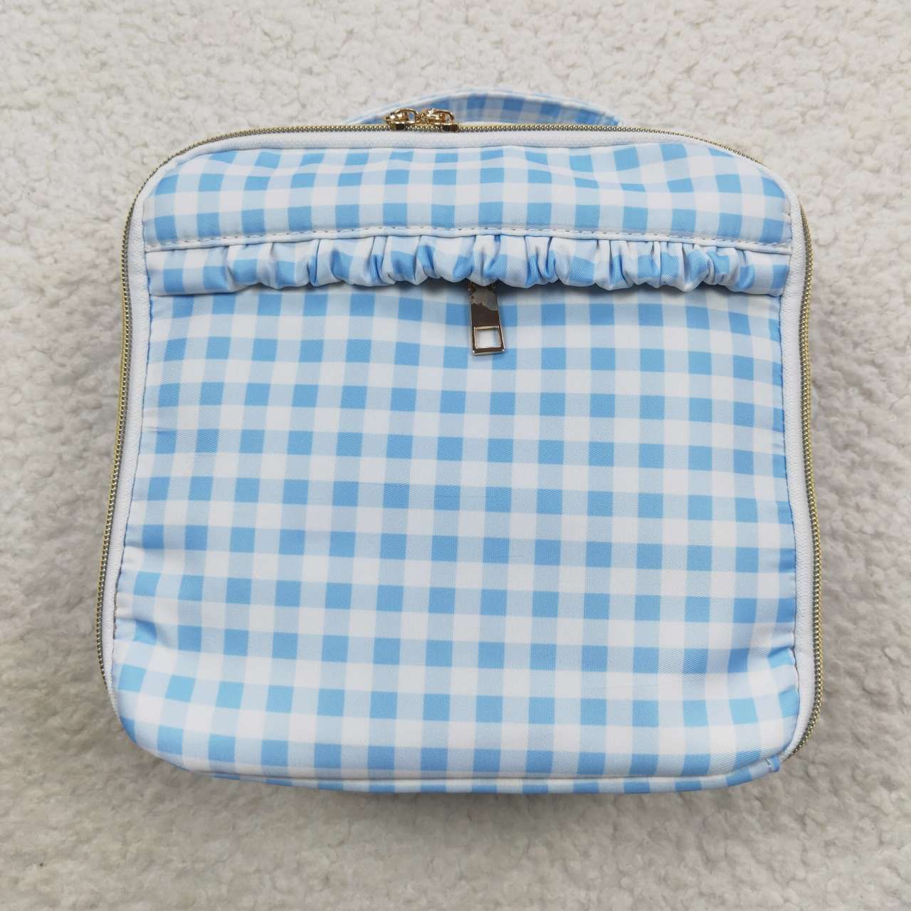 BA0089 western sibling RTS pink plaid meal box bag Lunch box  202407 bag  3.54 *8.45*12.6*2.95 inches