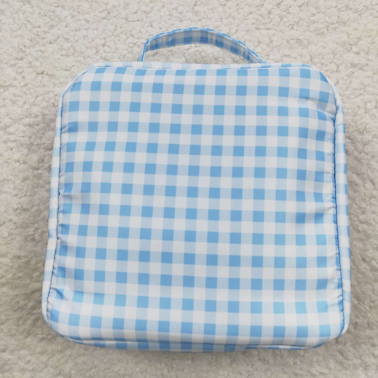 BA0089 western sibling RTS pink plaid meal box bag Lunch box  202407 bag  3.54 *8.45*12.6*2.95 inches