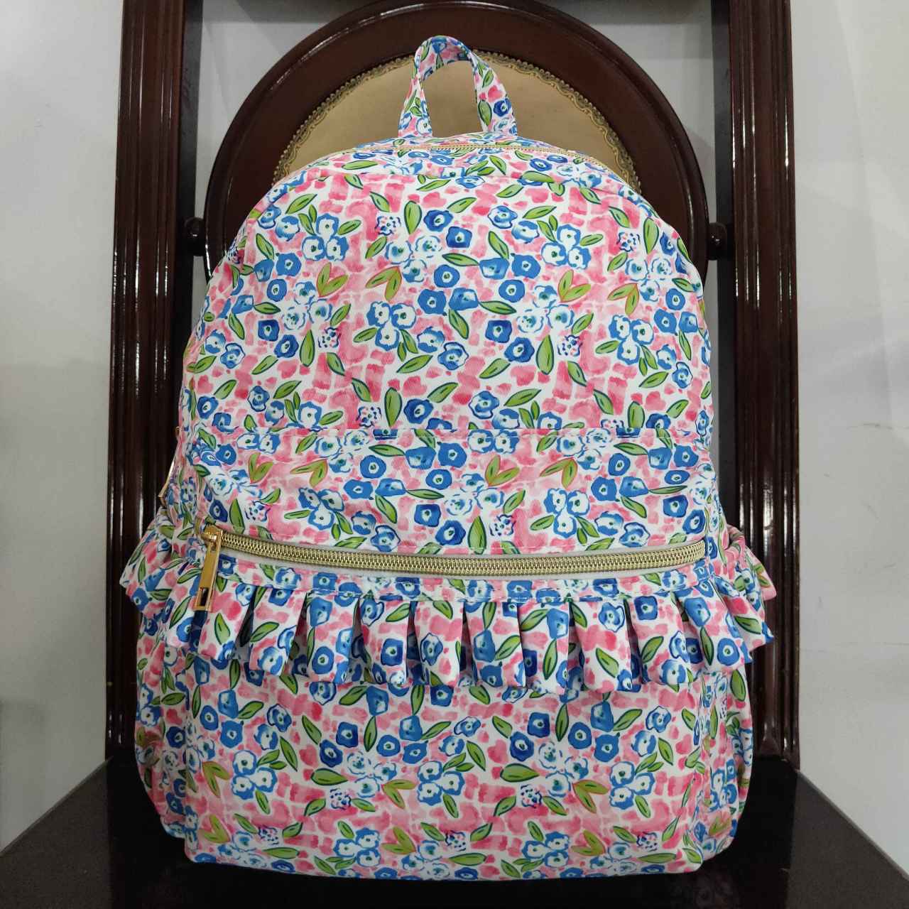 BA0098 western pink flower backpack bag 202407 RTS 13*5*17 inches