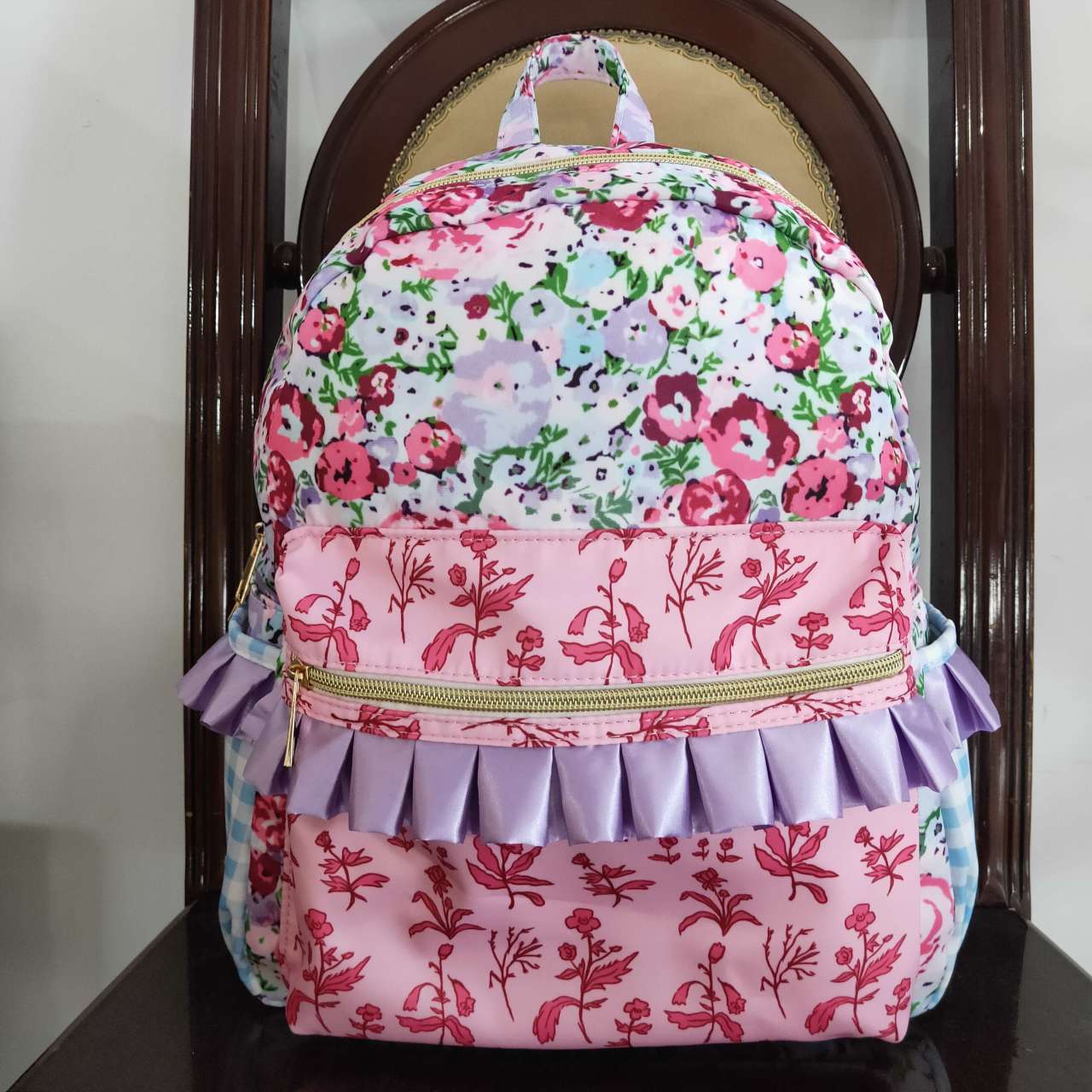 BA0099 western lace pink flower big backpack bag  13*5*17 inches RTS