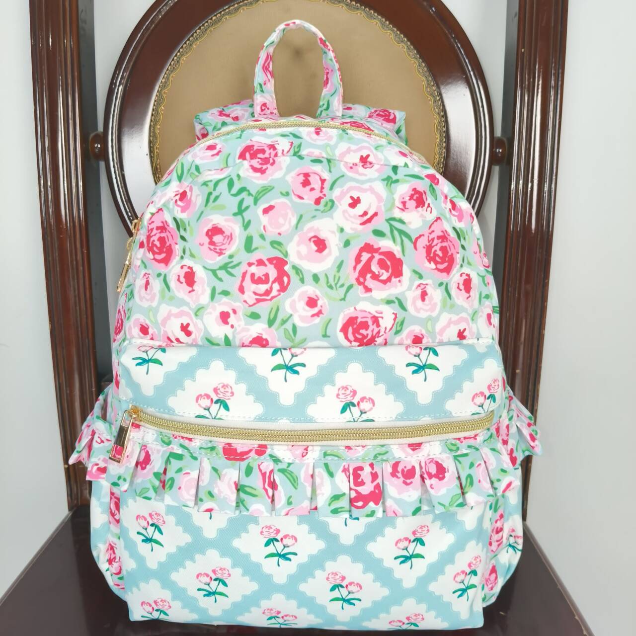 BA0100 western lace pink flower big backpack bag 202404  10*13.9*4 inches 13*5*17inches RRTS