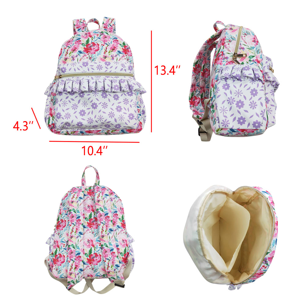 BA0101 sibling western lace pink flower big backpack bag 202407 RTS 4.3*10.4*13.4 inches