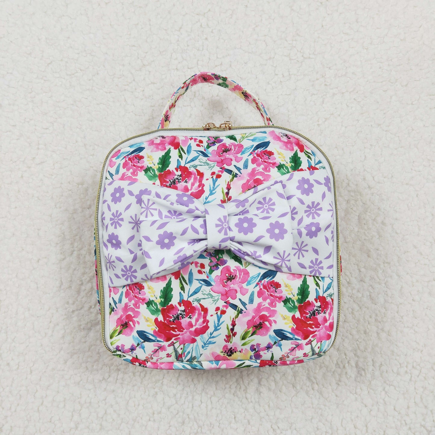 BA0102 RTS sibling 3.5 *8.5 *8.5inches western Lunch box bag pink flower make up bag 202412