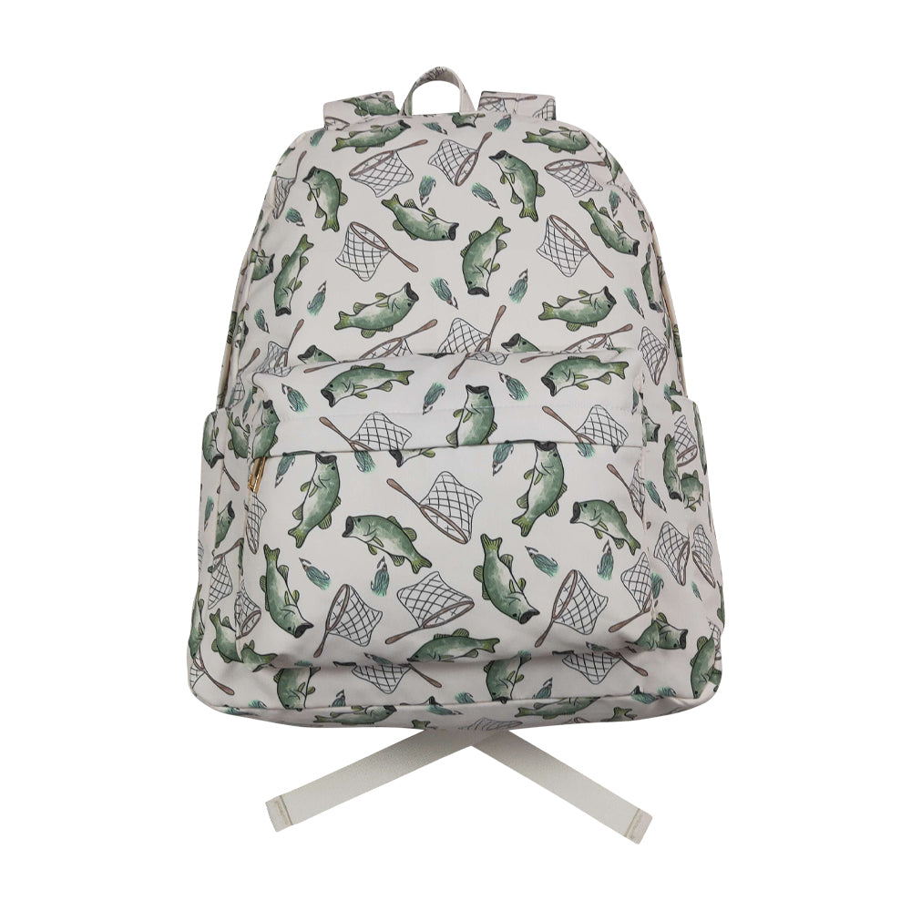 NO MOQ RTS BA0123 Kids Backpack Fishing Bass And Net Print Toddler School Bag 202610