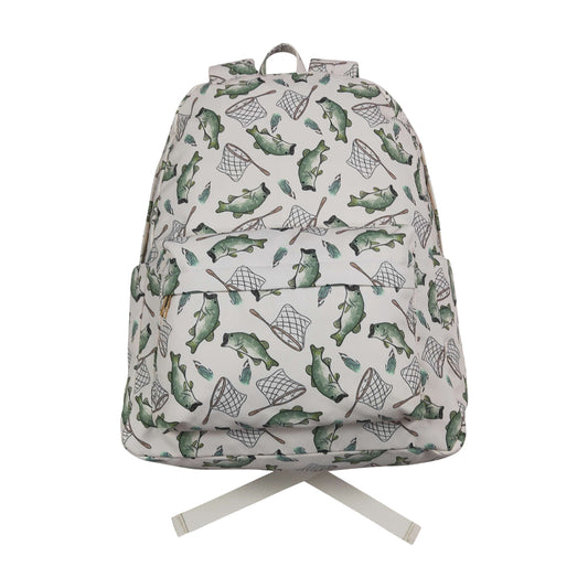 NO MOQ RTS BA0123 Kids Backpack Fishing Bass And Net Print Toddler School Bag 202610