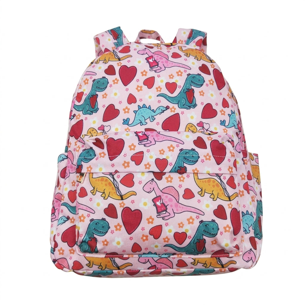 NO MOQ RTS BA0154(1) Kids Backpack Cute Dinosaur Heart Mixed Print Toddler School Bag 202610