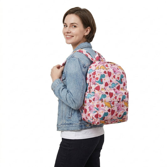 NO MOQ RTS BA0154(1) Kids Backpack Cute Dinosaur Heart Mixed Print Toddler School Bag 202610