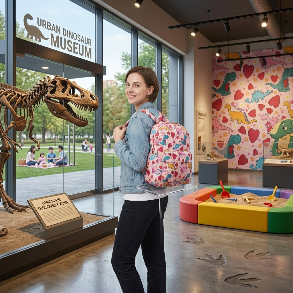 NO MOQ RTS BA0154(1) Kids Backpack Cute Dinosaur Heart Mixed Print Toddler School Bag 202610