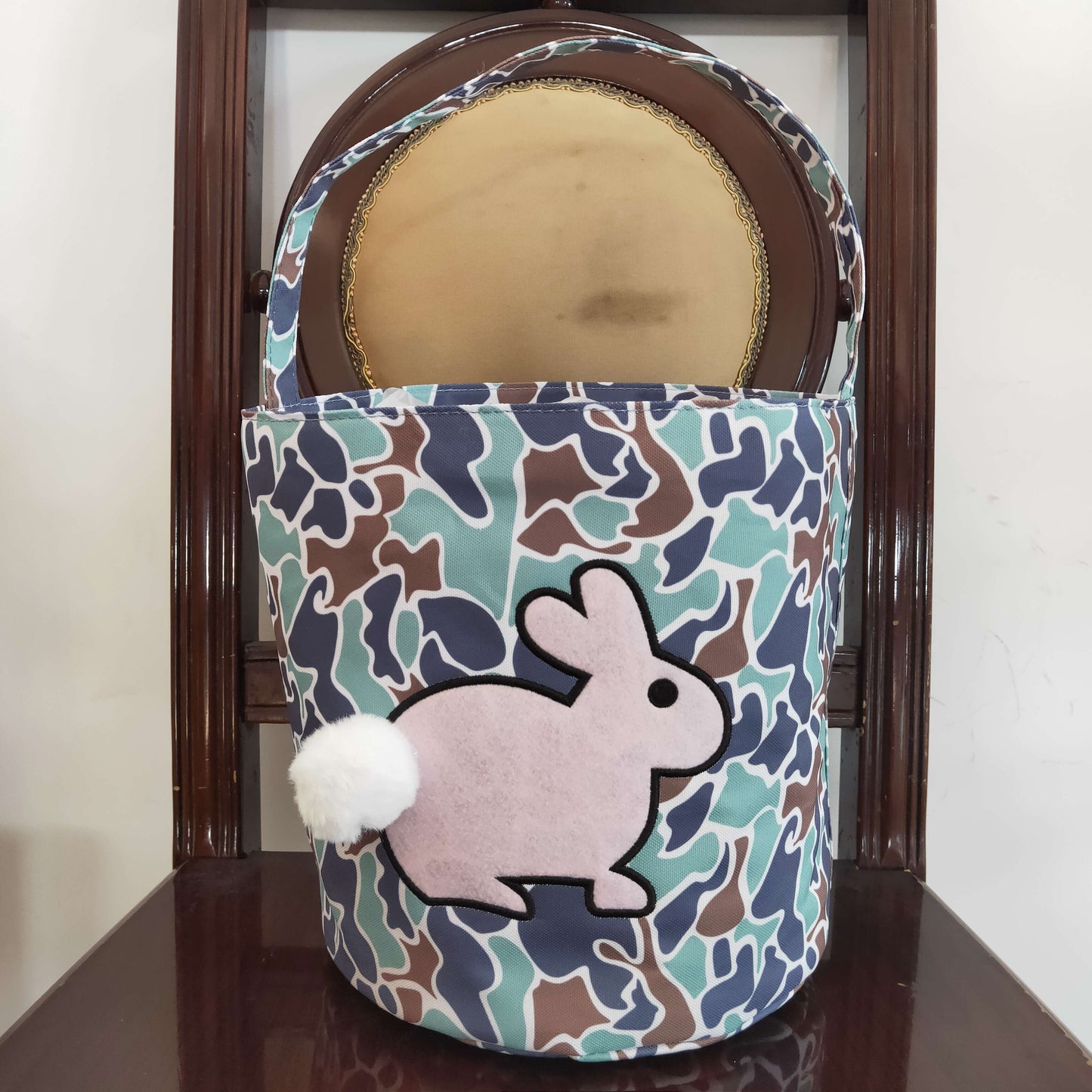 BA0157 camo Easter rabbit canvas bag RTS