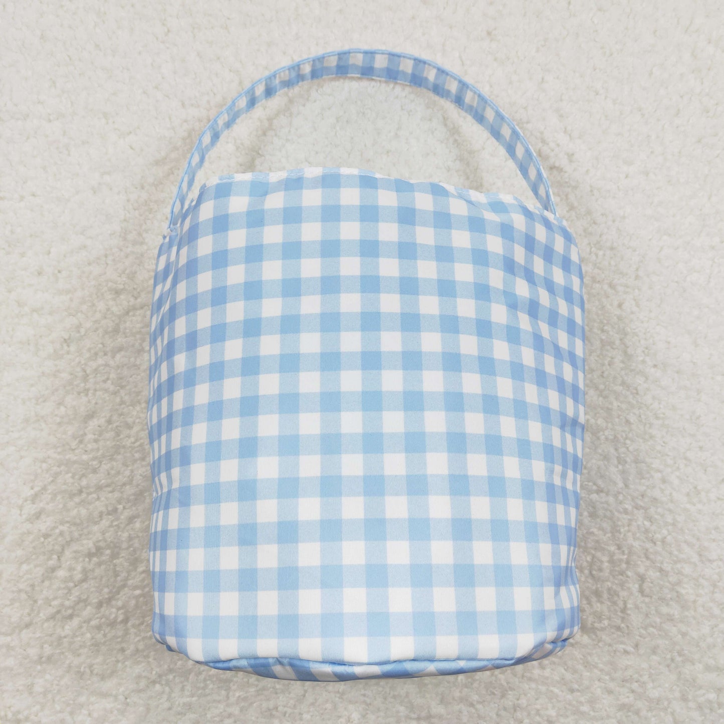 BA0161 plaid blue Easter rabbit canvas bucket bag RTS