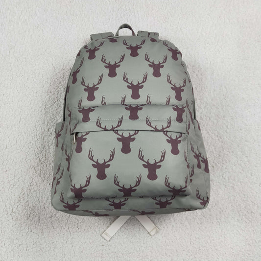 NO MOQ RTS BA0171 Kids Backpack Gray Green Deer Head Silhouette Print School Backpack 202609