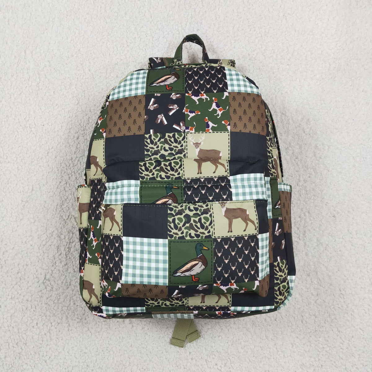 NO MOQ RTS BA0199 Kids Backpack Hunting Deer Duck Patchwork Plaid Mixed Print Casual School Backpack 202610
