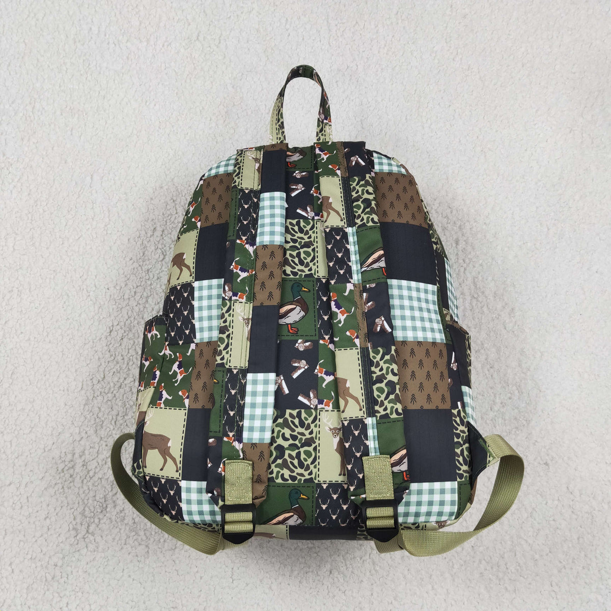 NO MOQ RTS BA0199 Kids Backpack Hunting Deer Duck Patchwork Plaid Mixed Print Casual School Backpack 202610