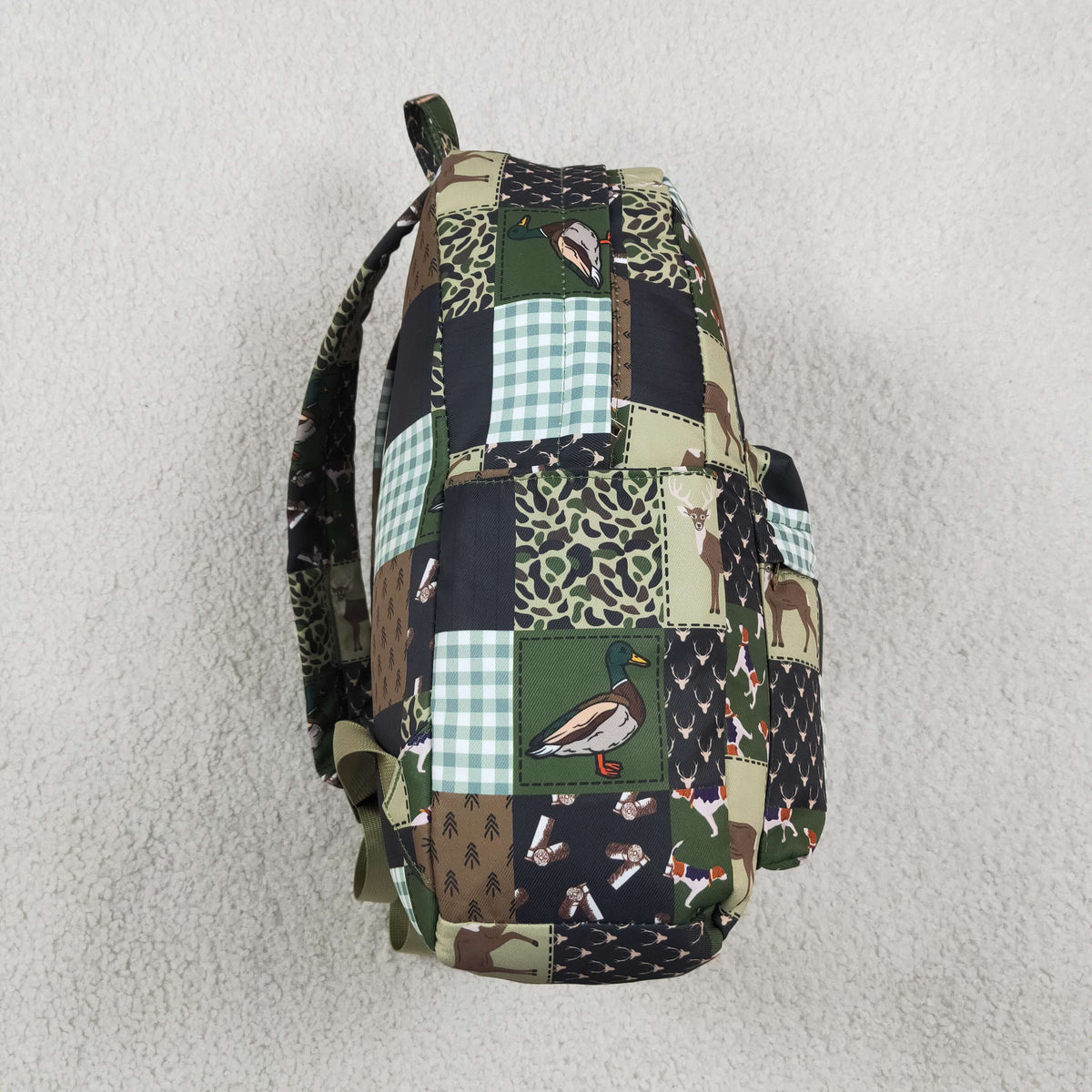 NO MOQ RTS BA0199 Kids Backpack Hunting Deer Duck Patchwork Plaid Mixed Print Casual School Backpack 202610