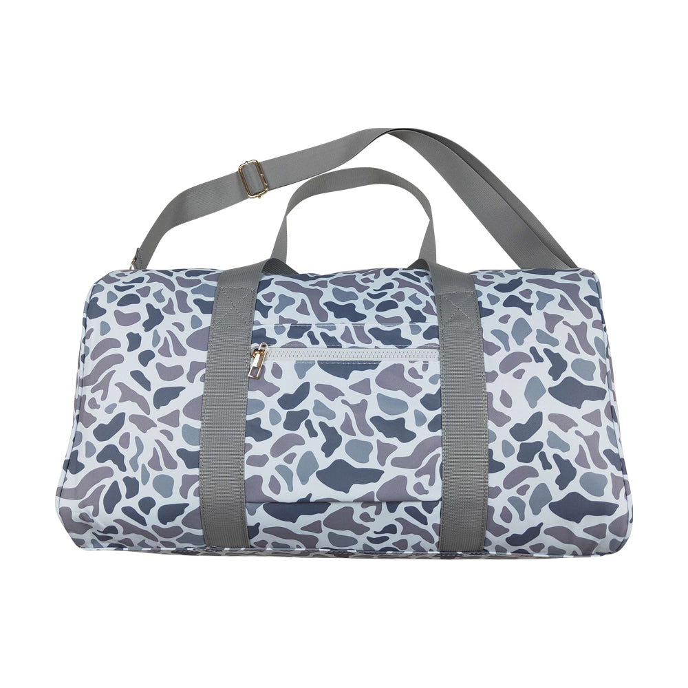 NO MOQ RTS BA0262 Kids Bag Grey Duck Camo Print Travel Duffle Bag 202610