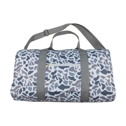NO MOQ RTS BA0262 Kids Bag Grey Duck Camo Print Travel Duffle Bag 202610