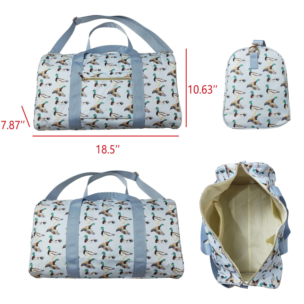 NO MOQ RTS BA0275 Kids Bag Mallard Duck Watercolor Print Travel Duffle Bag 202610