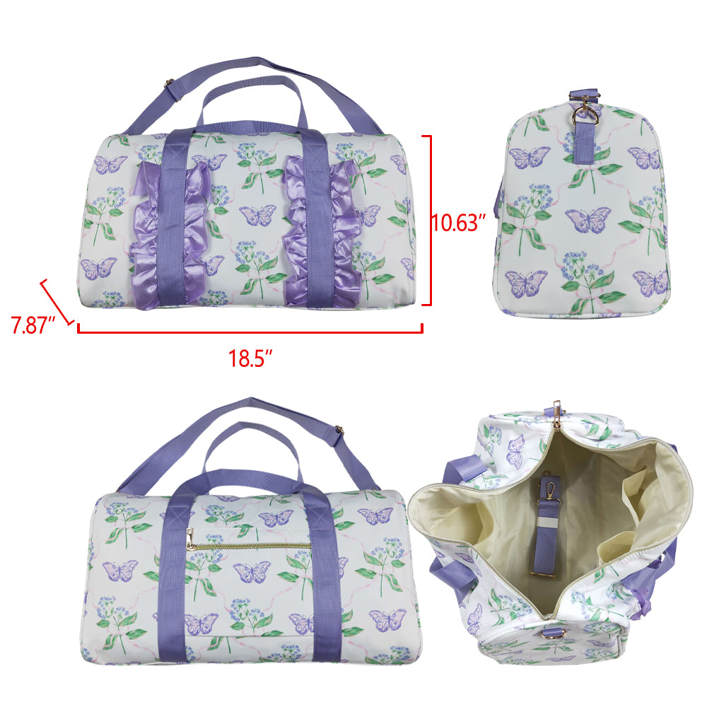 BA0293 flowers butterfly spring handbag hold-all bag 18.5*11.2*7.9 inches RTS Free shipping order $100+