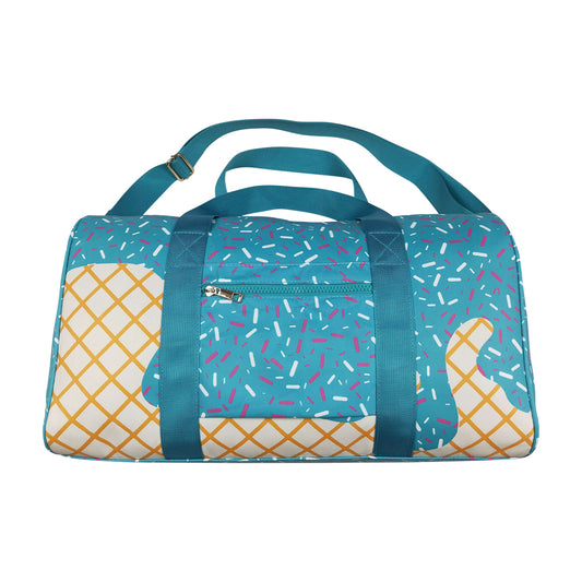 NO MOQ RTS BA0304 Kids Bag Teal Ice Cream Sprinkle Print Travel Duffle Bag 202610