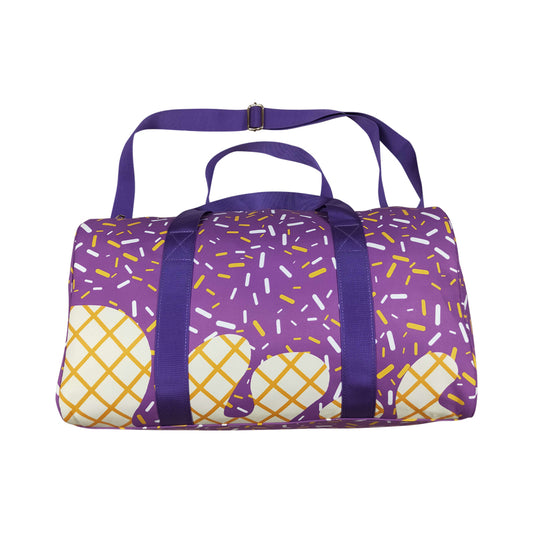 NO MOQ RTS BA0321 Kids Bag Purple Ice Cream Sprinkle Print Travel Duffle Bag 202610