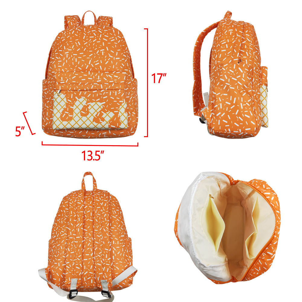 BA0339 RTS orange splatter ice cream drip  backpack bag 5*17*13.5  inches 202511