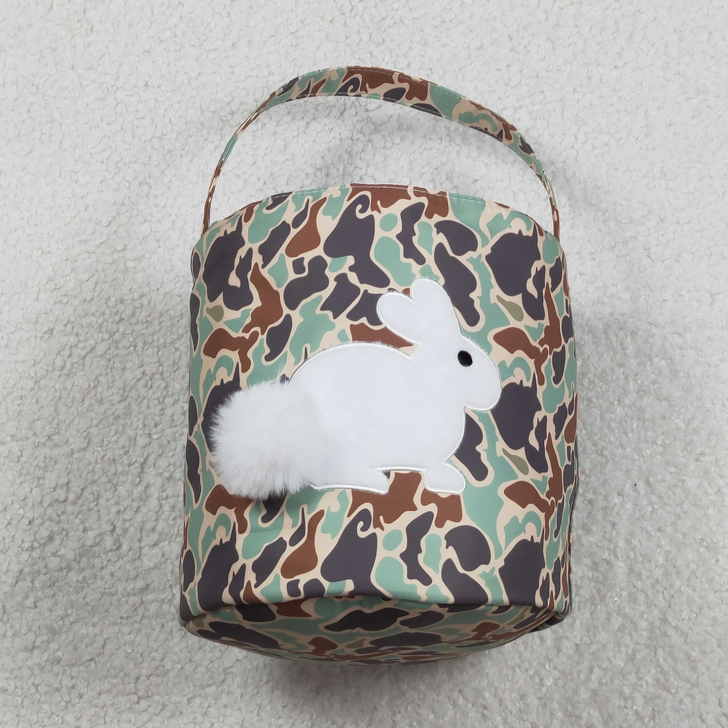 BA0387  embroidery camo Easter rabbit canvas bag RTS