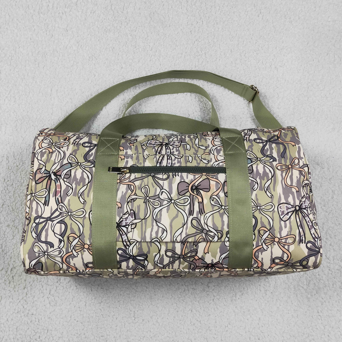 NO MOQ RTS BA0392 Bow Camo Allover Print Duffle Travel Bag 202610