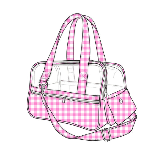 BA0401 pink checkerboard pet carrier bag RTS 7.8*10.6*18.5 inches 202607 preorder