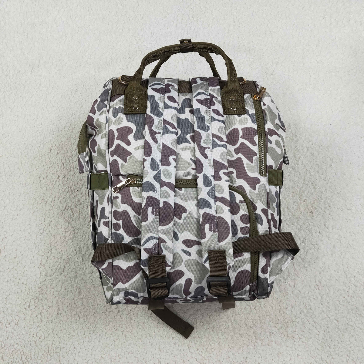 NO MOQ RTS BA0403(1)-embroidery Baby Bag Hunting Dog Embroidery Camo Print Diaper Backpack 202610