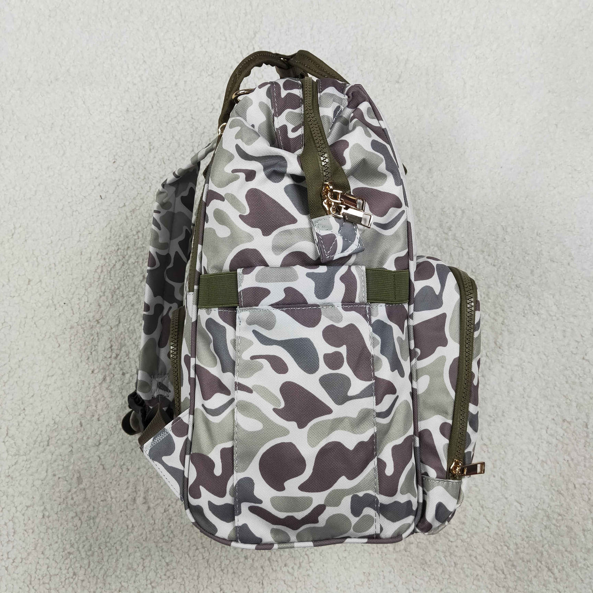 NO MOQ RTS BA0403(1)-embroidery Baby Bag Hunting Dog Embroidery Camo Print Diaper Backpack 202610