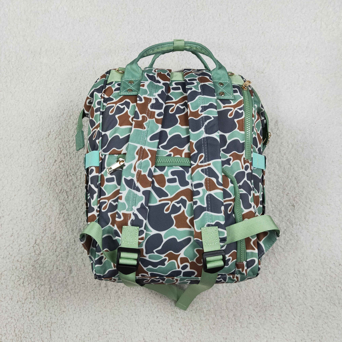 NO MOQ RTS BA0404 Baby Bag Mallard Duck Embroidery Camo Print Diaper Backpack 202610