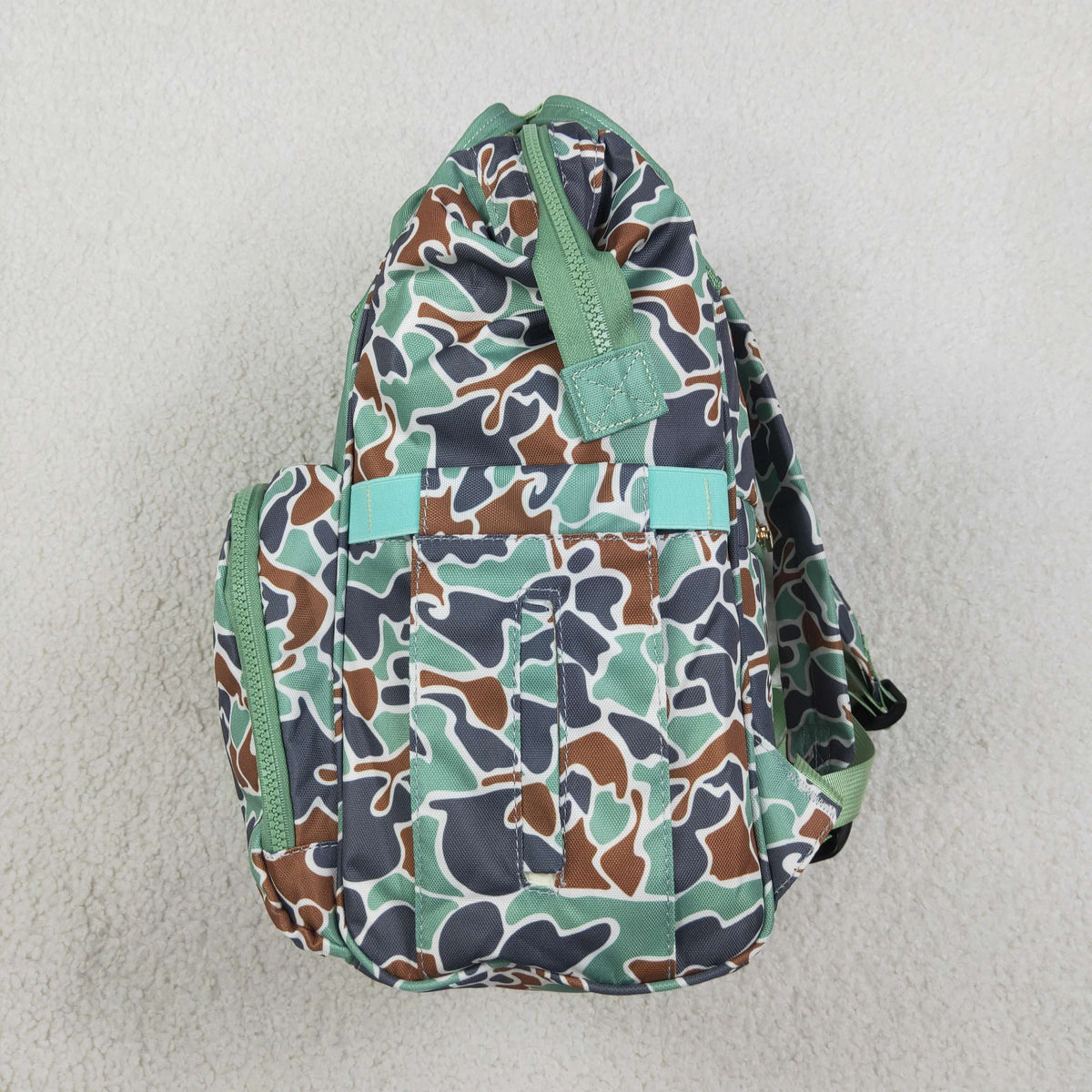 NO MOQ RTS BA0404 Baby Bag Mallard Duck Embroidery Camo Print Diaper Backpack 202610