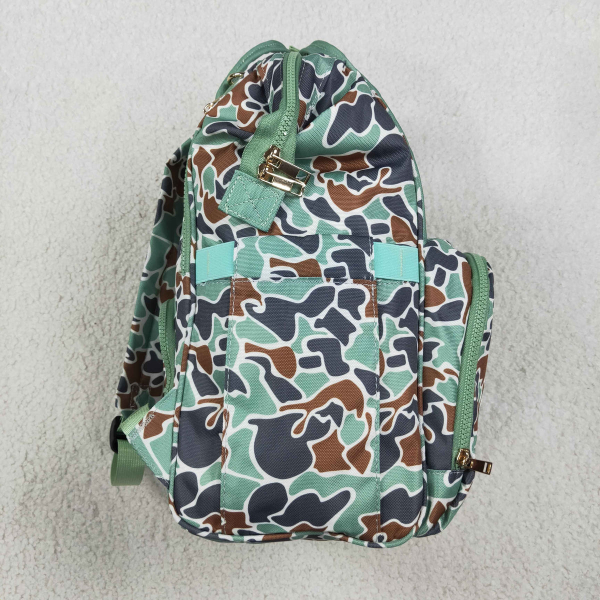 NO MOQ RTS BA0404 Baby Bag Mallard Duck Embroidery Camo Print Diaper Backpack 202610