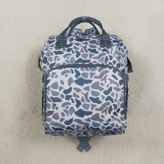 NO MOQ RTS BA0406 Baby Bag Neutral Grey Camo Print Diaper Backpack 202610