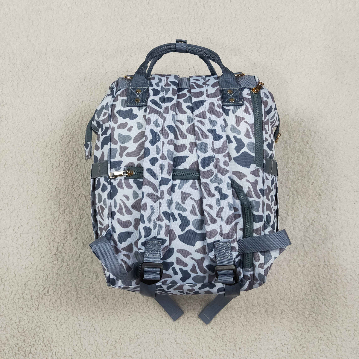 NO MOQ RTS BA0406 Baby Bag Neutral Grey Camo Print Diaper Backpack 202610