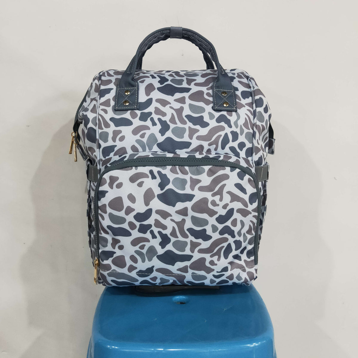 NO MOQ RTS BA0406 Baby Bag Neutral Grey Camo Print Diaper Backpack 202610