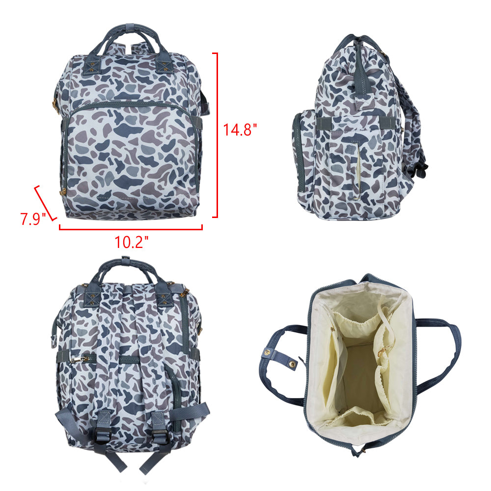 NO MOQ RTS BA0406 Baby Bag Neutral Grey Camo Print Diaper Backpack 202610
