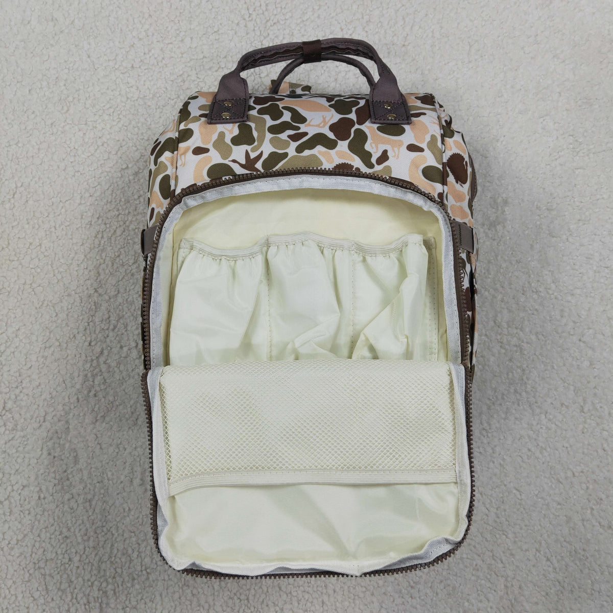 NO MOQ RTS BA0407 Baby Bag Deer Turkey Hunting Camo Print Diaper Backpack 202610