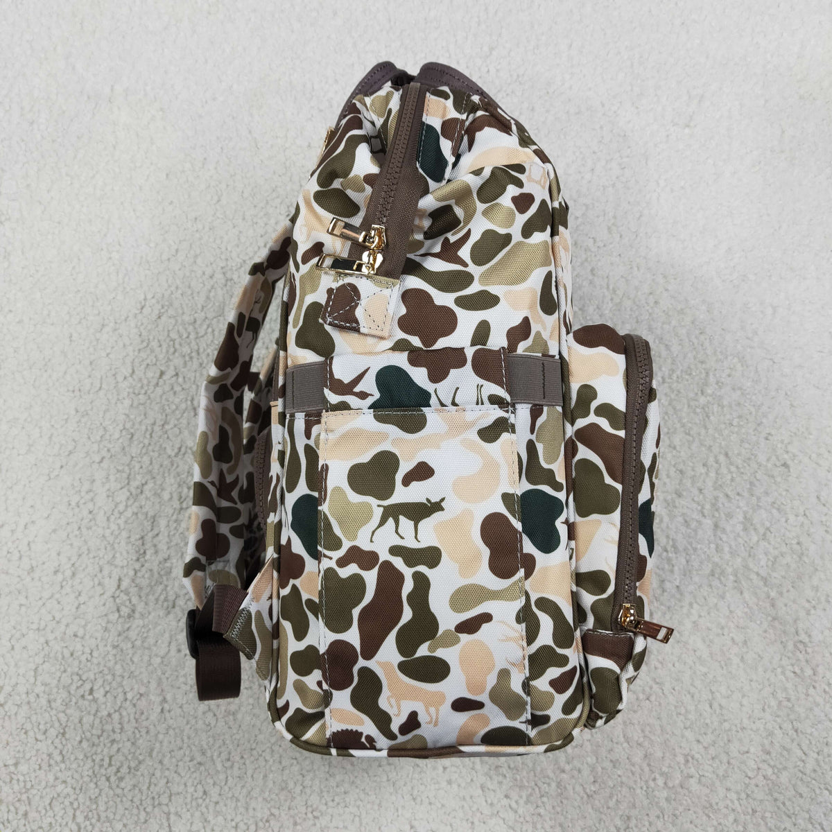 NO MOQ RTS BA0407 Baby Bag Deer Turkey Hunting Camo Print Diaper Backpack 202610