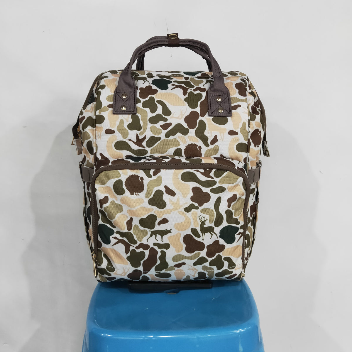 NO MOQ RTS BA0407 Baby Bag Deer Turkey Hunting Camo Print Diaper Backpack 202610