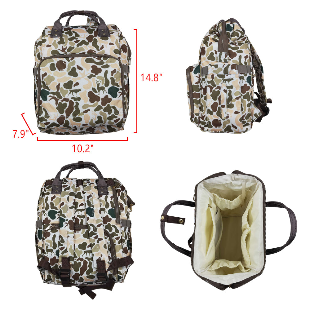 NO MOQ RTS BA0407 Baby Bag Deer Turkey Hunting Camo Print Diaper Backpack 202610