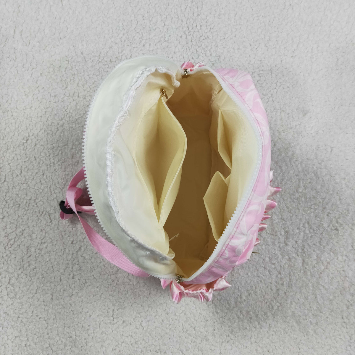 NO MOQ RTS BA0459 Baby Girl Bag Pink Bow Ribbon Print Ruffle Decor Mini Backpack 202610